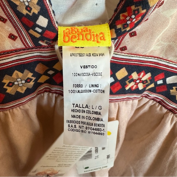 NWT Agua Bendita Alex Kezia Mini Dress Womens Size Large Floral Beachy Defect - Picture 11 of 16